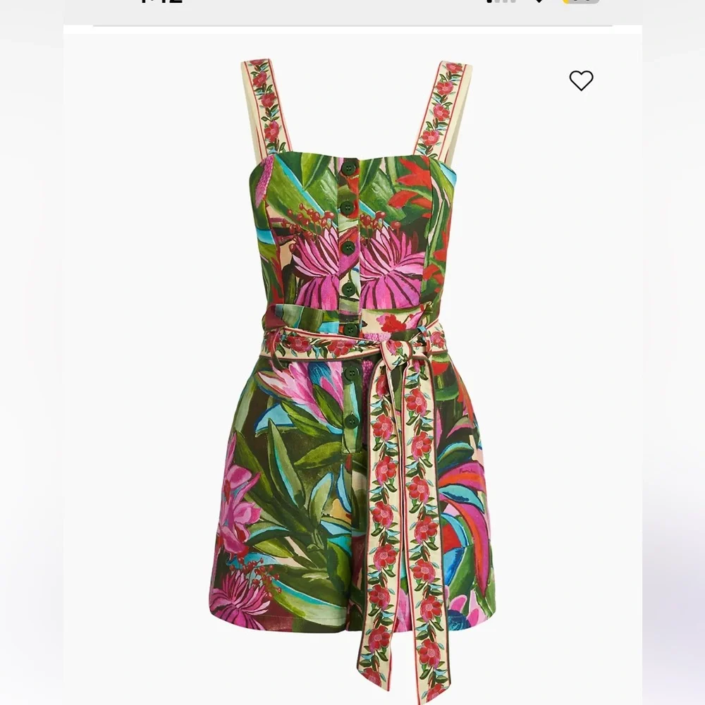 Farm Rio Jardin De Reve Floral Tie-Waist Romper - Picture 3 of 4